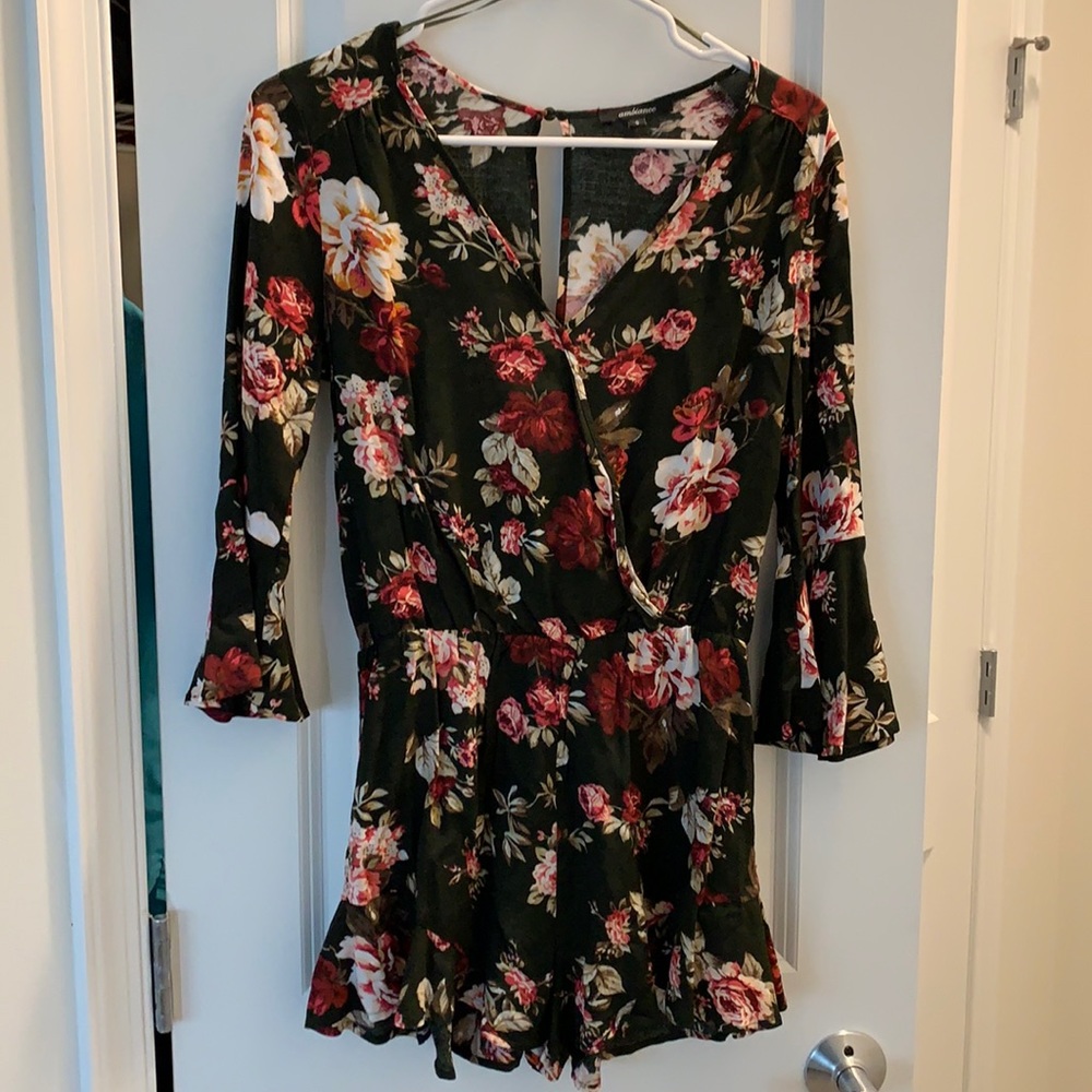green flower romper